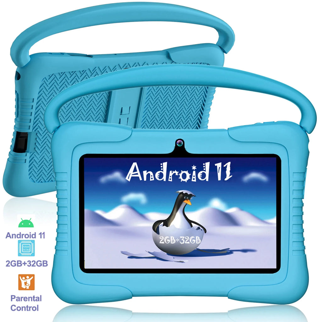 Antemper Kids Tablet,7 inch Tablet,32GB  Storage,Kids Learning Tablet,Toddler Android 11 Tablet with Bluetooth,Wifi,Parental Control,Dual Camera,Google Play,Youtube Netflix Hulu,Blue