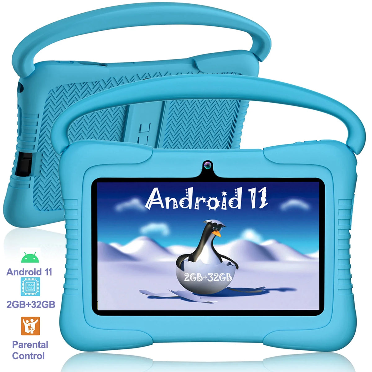 Antemper Kids Tablet,7 inch Tablet,32GB  Storage,Kids Learning Tablet,Toddler Android 11 Tablet with Bluetooth,Wifi,Parental Control,Dual Camera,Google Play,Youtube Netflix Hulu,Blue