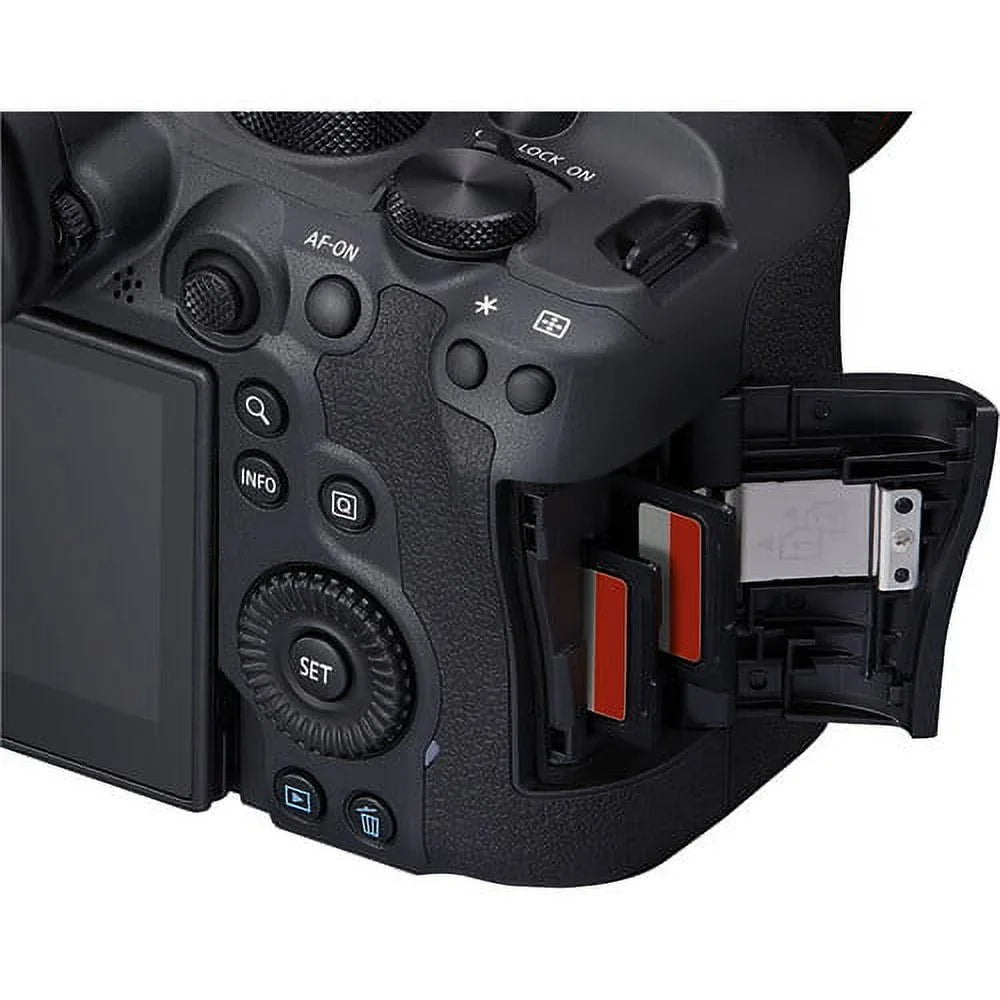 Canon   Mark  Mirrorless Camera with 24-105mm f/4-7.1 Lens (5666C018) + 64GB Memory Card + Case + Corel Photo Software + 2 x  Battery + External Charger + Card Reader +  Light + More