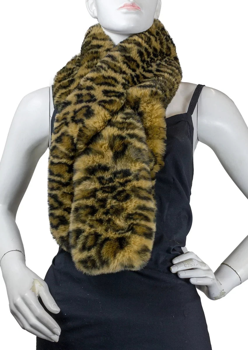 Adrienne Vittadini Women's Faux Mink Fur Pull Through Scarf