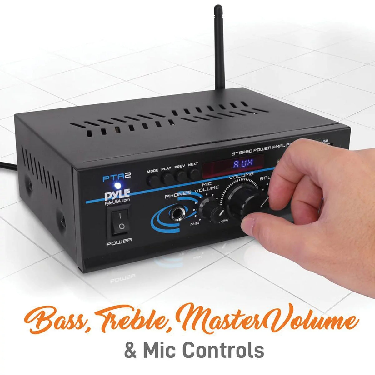 Pyle  2 x 40W Home Stereo Mini Bluetooth Power Amplifier with Remote Control