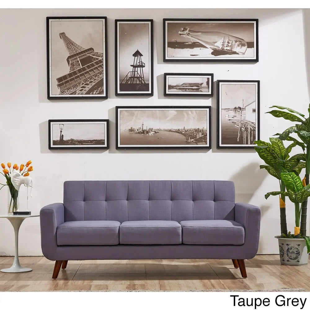 Pride Furniture .. Pride Furniture Grace Rainbeau Linen Upholstered Tufted Mid-century Sofa Payne' Grey