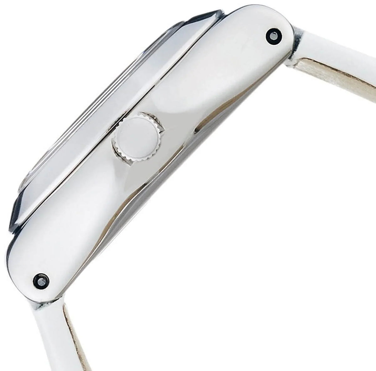 Swatch  Silver Tone Dial White Leather Strap Women's Watch