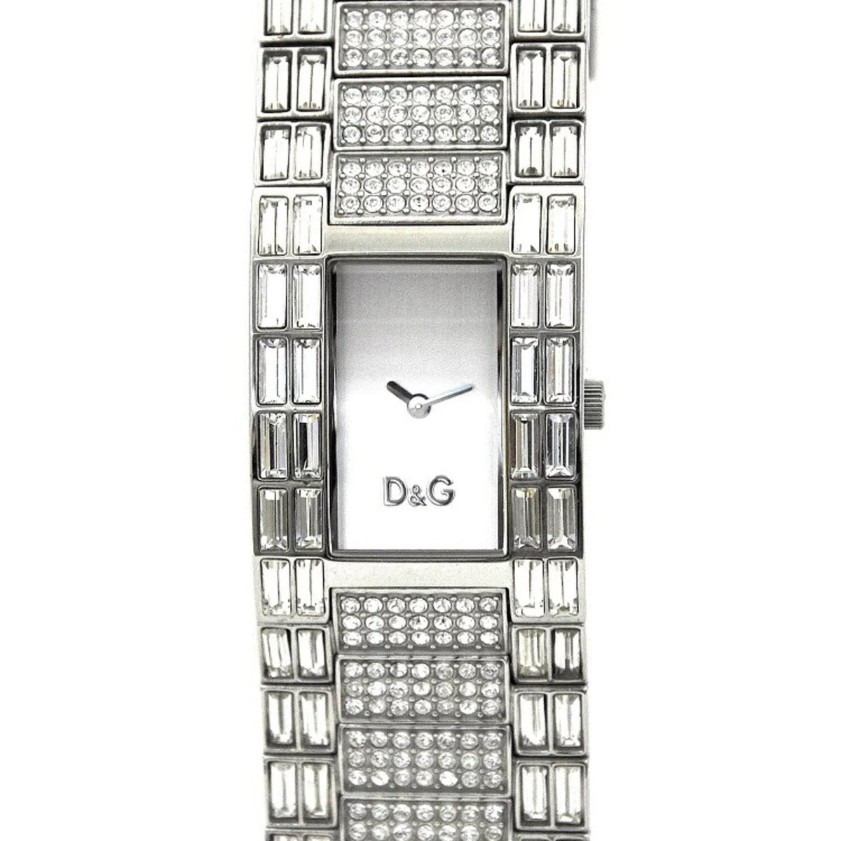Pre-Owned Dolce & Gabbana Watch Silver Rhinestone    Ladies Stainless Steel Quartz Square 2 Hands Analog (Good)