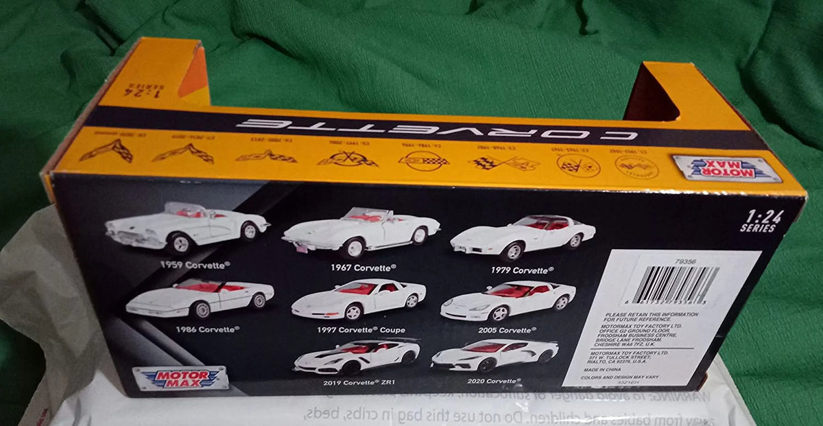 2019 Chevy Corvette , White - Motor Max 79356WH - 1/24 scale Diecast Model Toy Car