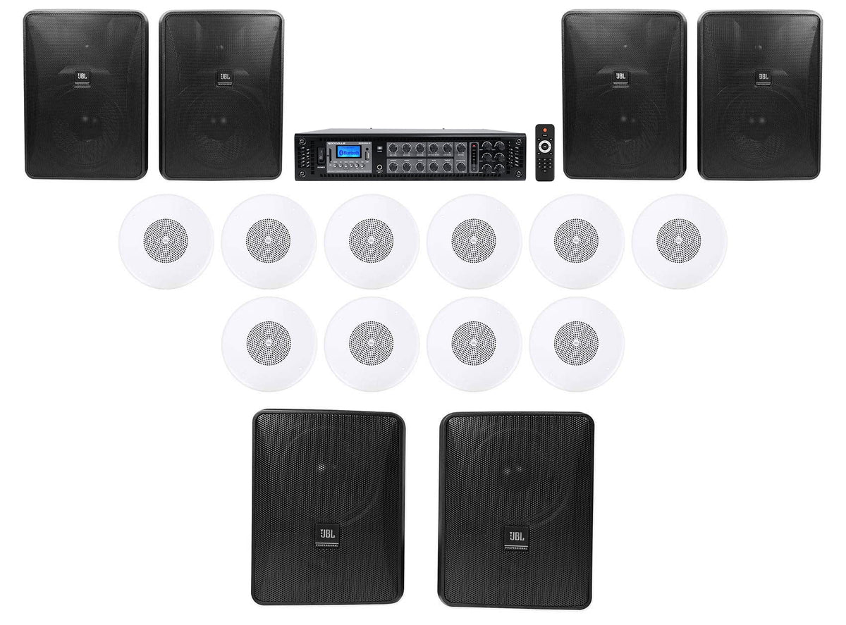 Restaurant Kit 6-Zone Amp+6) Foreground Wall+10) Background Ceiling Speakers