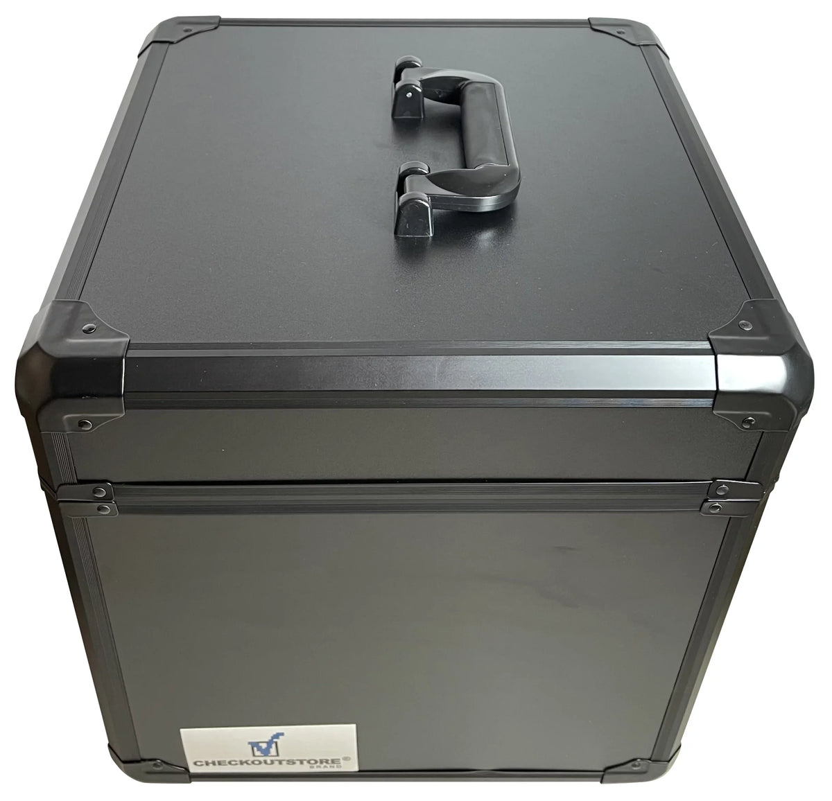 CheckOutStore Black Limited Aluminum 12"  Vinyl Record Storage Box (Holds 100 Records)