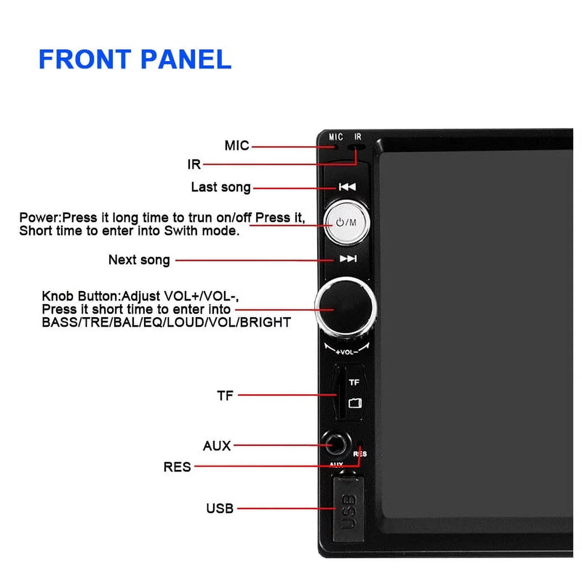 Polarlander Double Din Car Stereo Car Audio 7-inch  Touch Screen Car radio Player Bluetooth with Multimedia     /4/3 Mirror Link Function