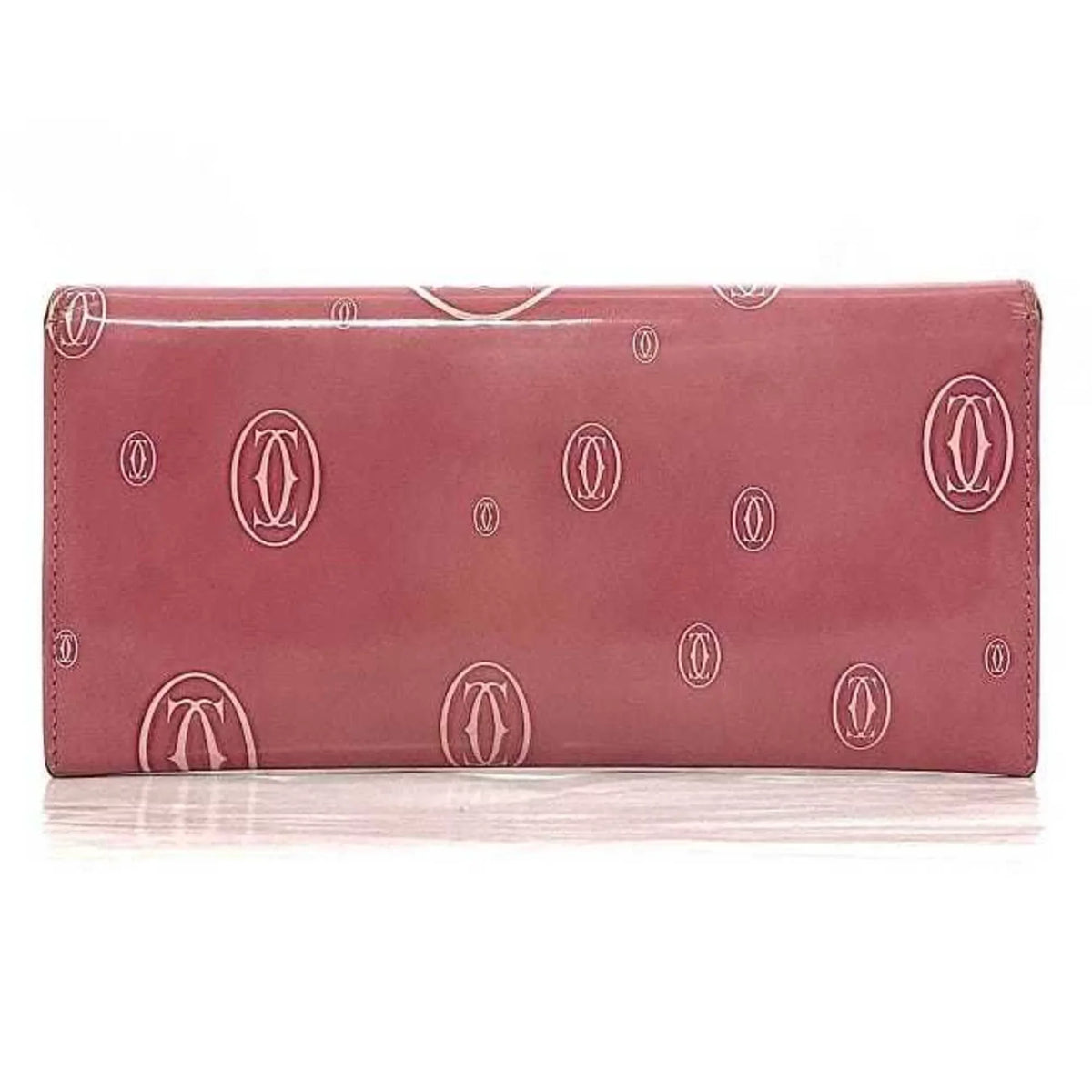 Pre-Owned Cartier Bifold Long Wallet Pink Happy Birthday  Leather 2C Motif Ladies (Fair)
