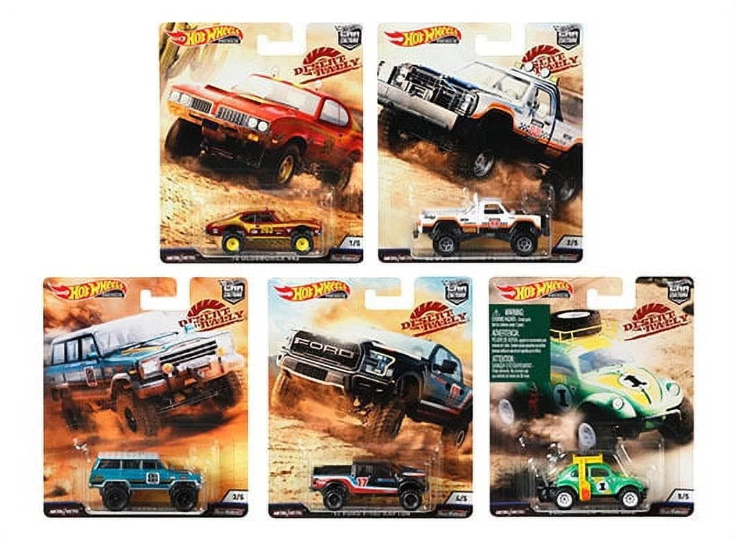 Hot Wheels 2019 Car Culture Desert Rally Series Set of 5 Cars, Premium 1/64 Diecast Model Cars -956K