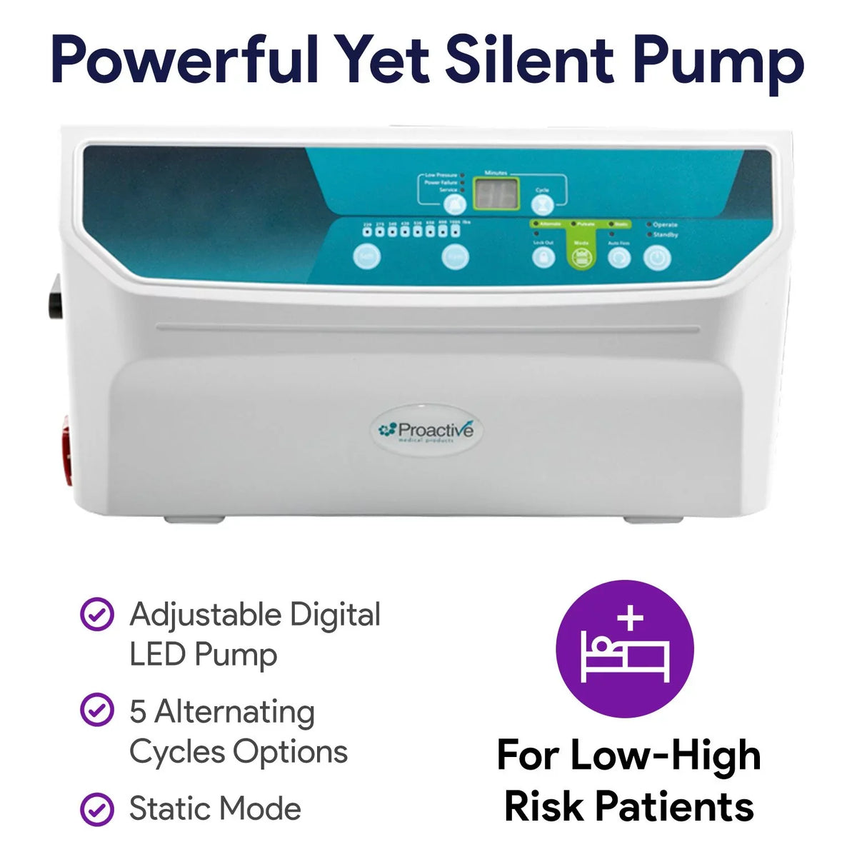 Proheal Bariatric Low Air Loss Alternating Pressure Air Mattress with Pump & Side Air Bolsters - Stages - 36” x 80” x 8/11"