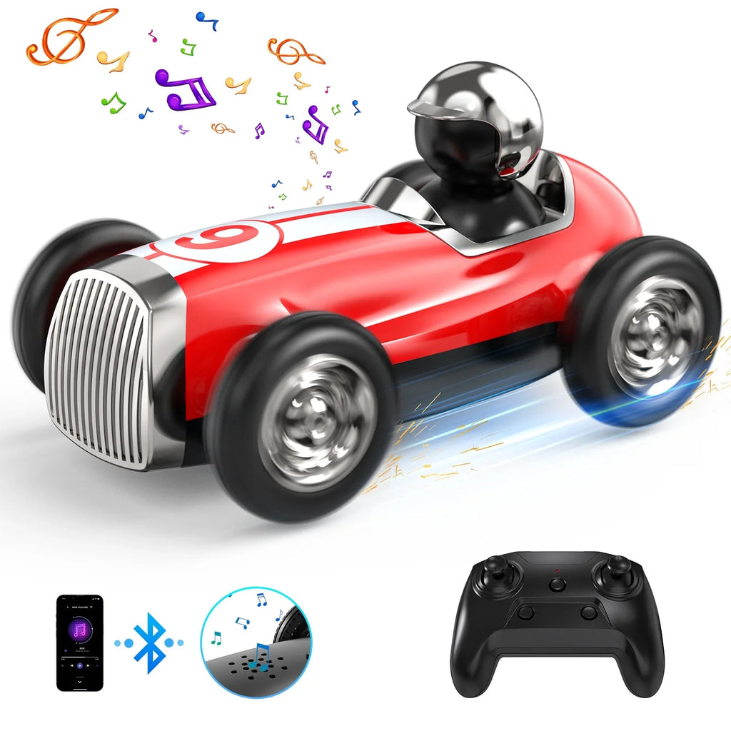 Remote Control Car with 2.4GHz Wireless Bluetooth Speaker 2 Speed Mode Fast  Car for Kids  Trucks Music  Stunt Car Toys for Boys Girls Gifts, Red
