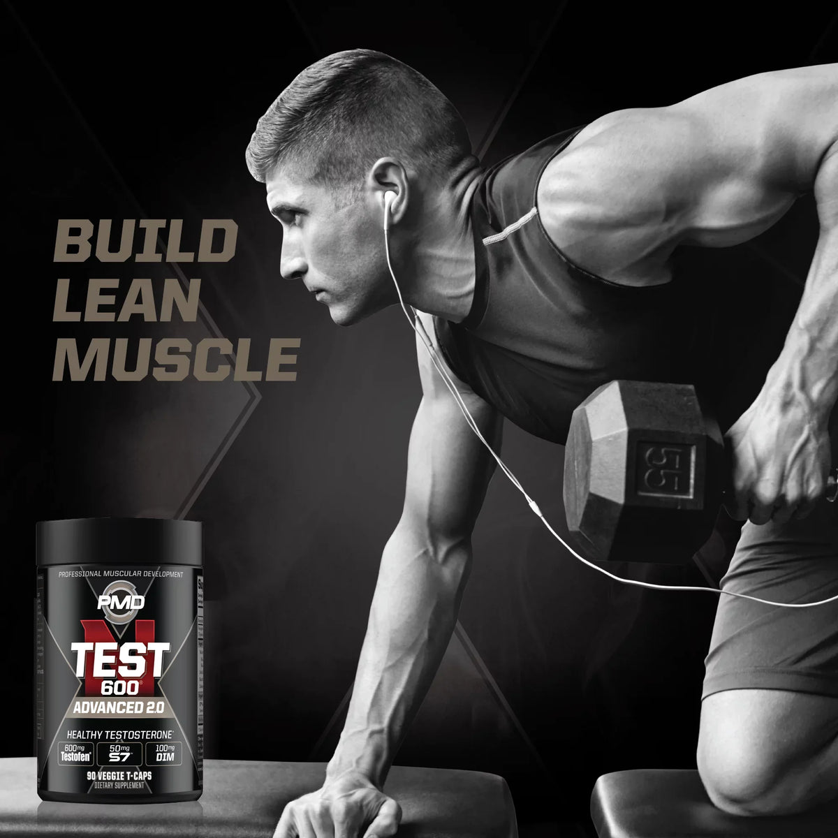 Sports -Test 600 Advanced Testosterone Booster for Men - Strong and Powerful With Testofen - Training And Bodybuilding - Lean Muscle Growth And Strength Gains - Test Boost (90 Veggie-Caps))