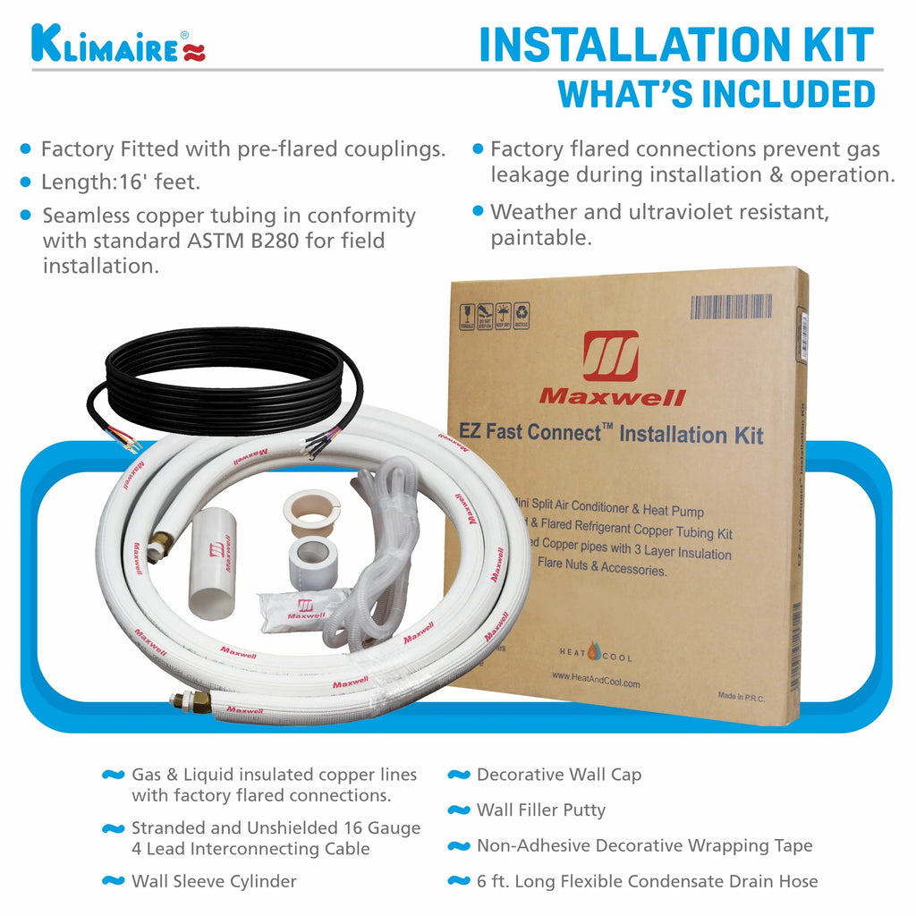 Klimaire 9,000 Btu 21.5  Ductless Mini-Split Heat Pump Air Conditioner up to 400 sq. ft.