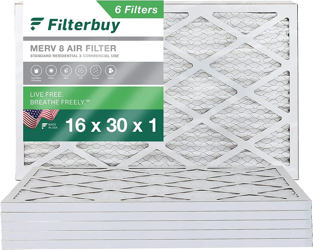 Filterbuy 16x30x1  8 Pleated   Furnace Air Filters (6-Pack)
