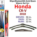 2018 Honda - Beam Wiper Blades Wipers  (Set of 3) w/Rear Wiper