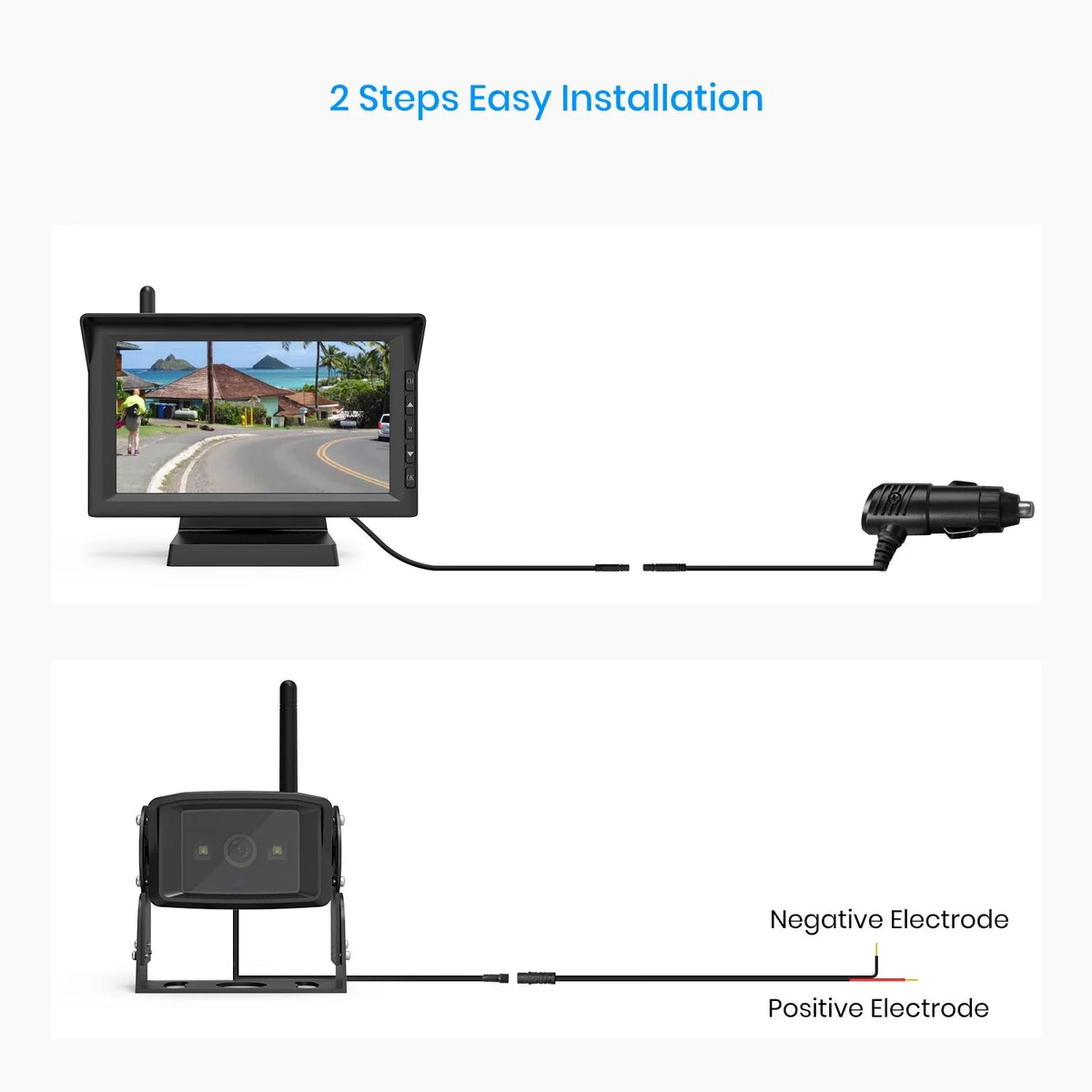 Wireless  Backup Cameras Waterproof Rear View Camera with 7" Monitor Kit,  Night Vision High-Speed Observation with Parking Lines Reversing for / Trailers/ Camper/Semi-Trailer/Tractor