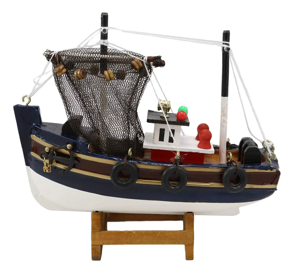 6.25" Colorful Wooden Handicraft Nautical Marine Trawler Fishing Boat Model