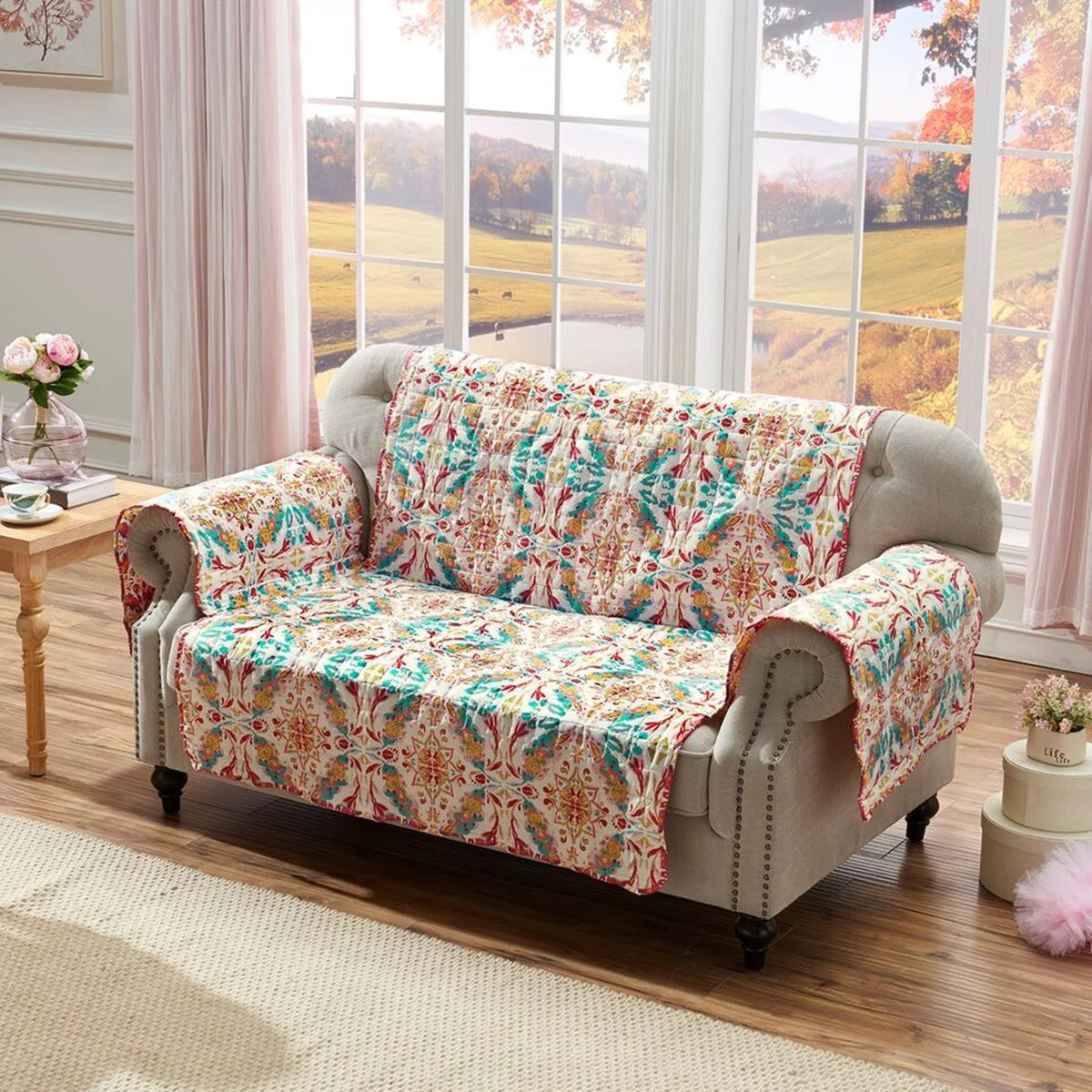 Greenland Home Fashion Joannas High Quality Reversible Deluxe Furniture Protector - Loveseat, Multi 103x76"