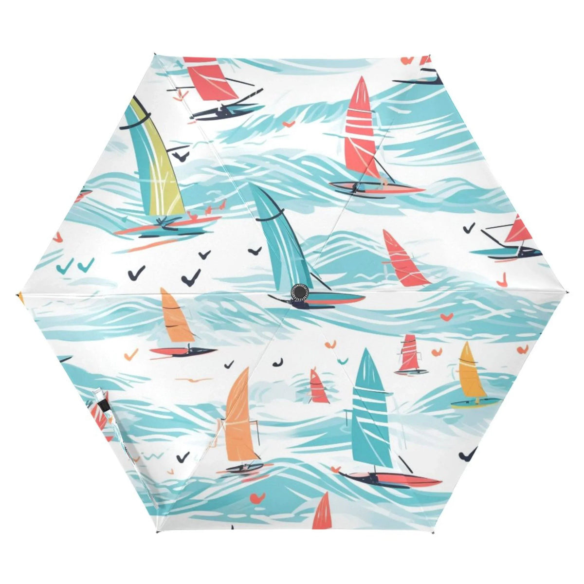 Sailvessel on Sea Compact Folding Umbrella for Rain Windproof Travel Umbrella  50+ Lightweight Packable Arc Size