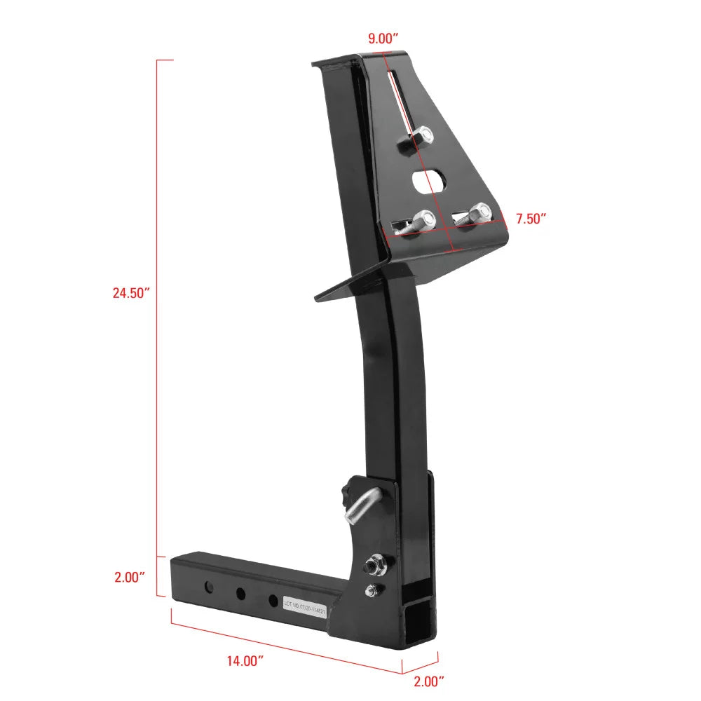 Extreme Max 5001.5831 Pivoting Fold Down Hitch Mount Spare Tire Carrier for 2" Receivers