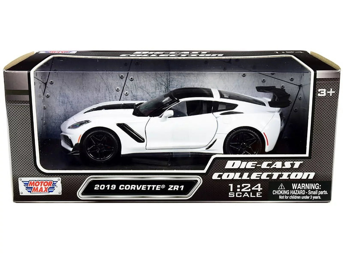 2019 Chevy Corvette , White - Motor Max 79356WH - 1/24 scale Diecast Model Toy Car