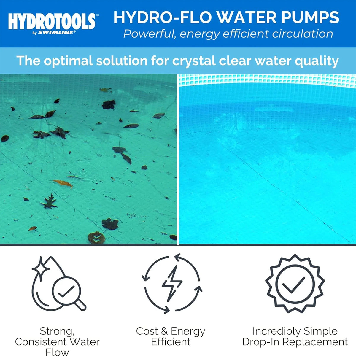 By  716061S Hydro-Flo 0.75  (0.55 ) 3720    Powerful Pool Pump 1 Speed Extra Large Strainer Basket Horizontal Discharge 115V Energy Saving Silent Noise  Cert