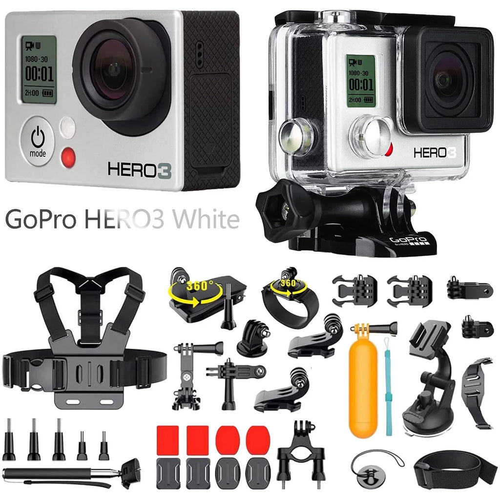 Restored GoPro  White Edition action camera 1080p 5.0  WiFi underwater up to 131.2 ft Camcorder + 35in1 Kits (Refurbished)