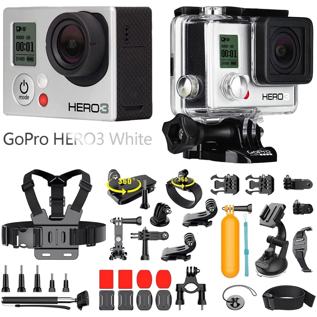Restored GoPro  White Edition action camera 1080p 5.0  WiFi underwater up to 131.2 ft Camcorder + 35in1 Kits (Refurbished)