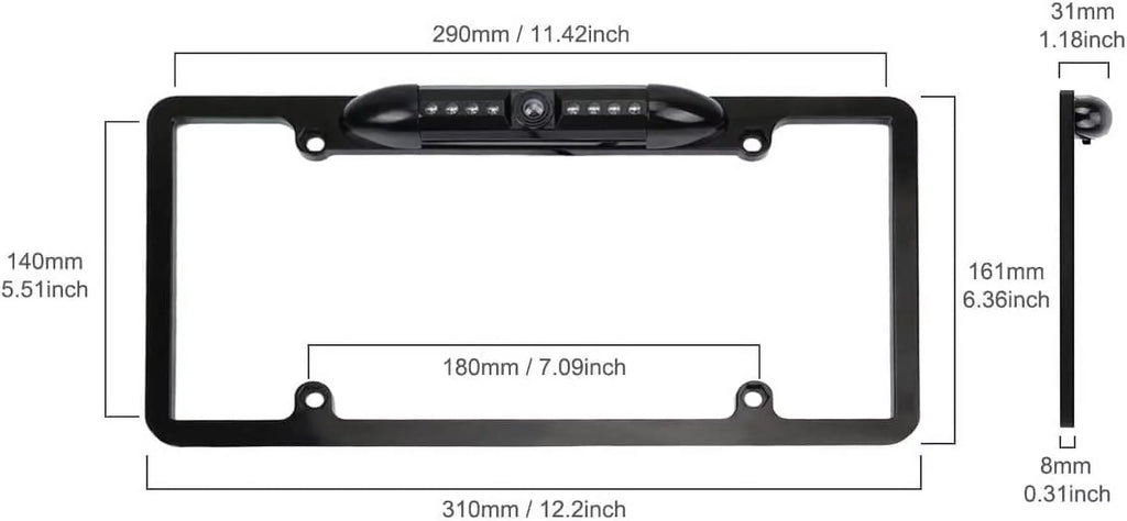 Backup Camera License Plate  Night Vision Rear View 170° Angle Waterproof Compatible with Pioneer Car Radio -100BT - -160BT  -120BT -210EX -2550NEX