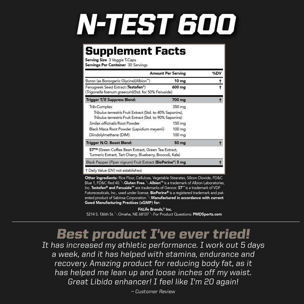 Sports -Test 600 Advanced Testosterone Booster for Men - Strong and Powerful With Testofen - Training And Bodybuilding - Lean Muscle Growth And Strength Gains - Test Boost (90 Veggie-Caps))