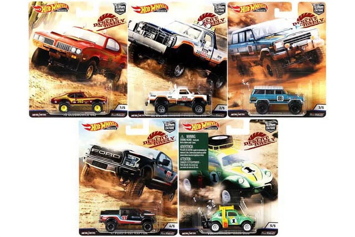Hot Wheels 2019 Car Culture Desert Rally Series Set of 5 Cars, Premium 1/64 Diecast Model Cars -956K