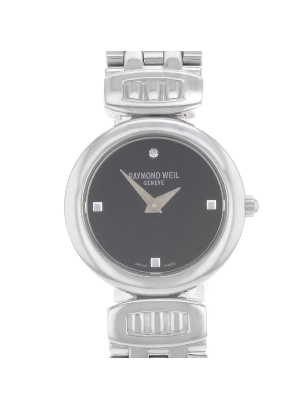 Pre-Owned Raymond Weil Chorus Steel Black Dial Quartz Ladies Watch 5890--20082 (Good)