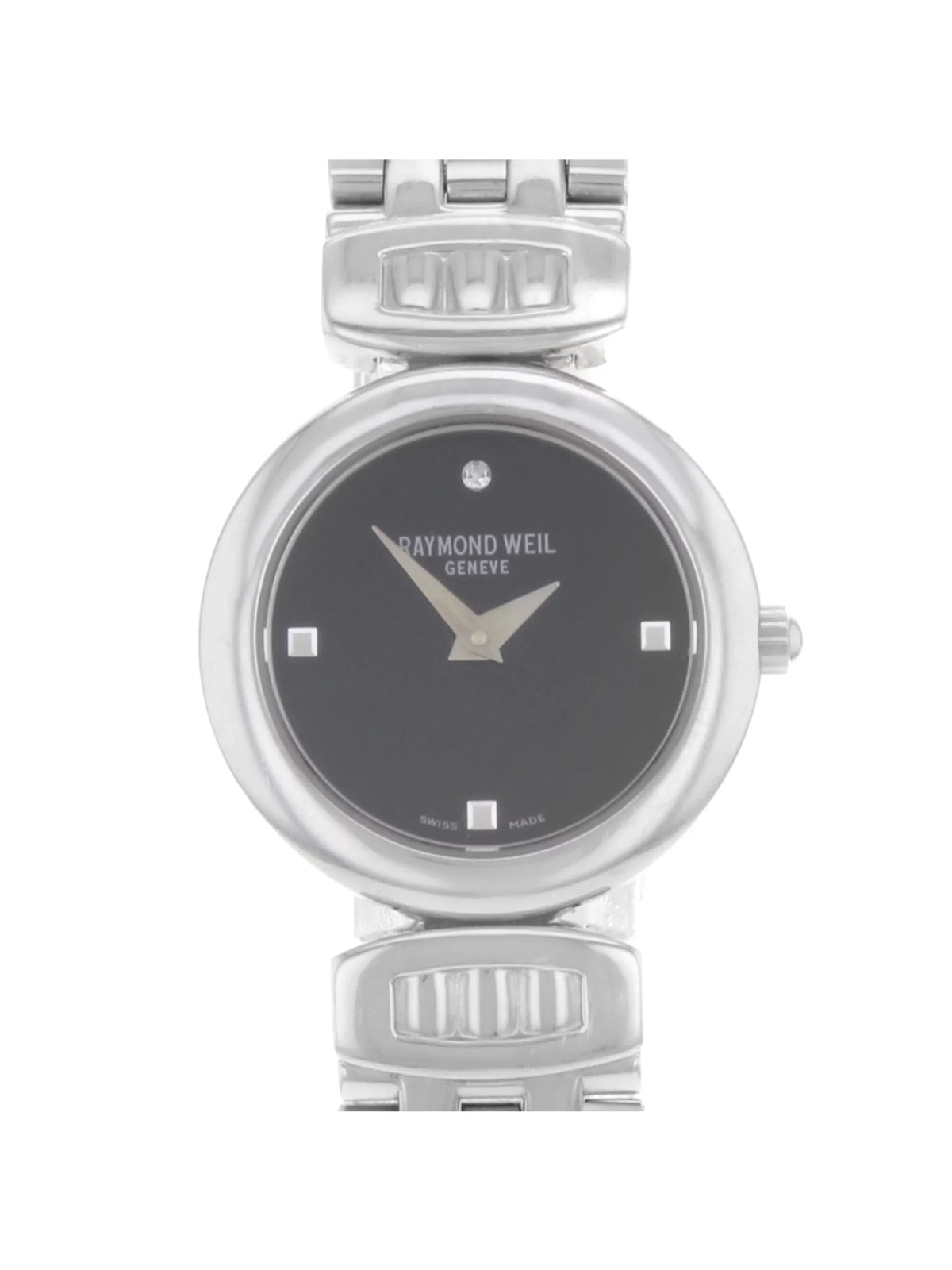 Pre-Owned Raymond Weil Chorus Steel Black Dial Quartz Ladies Watch 5890--20082 (Good)