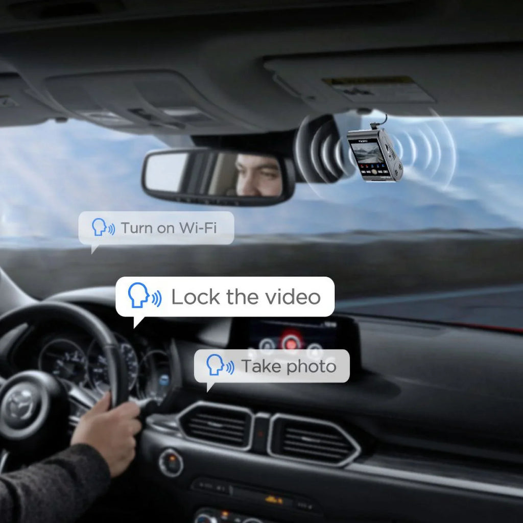 Plus 2K/2K  2-Channel Dash Cam with  2, Voice Control, Wi-Fi, , Parking Mode, Support 512GB Max