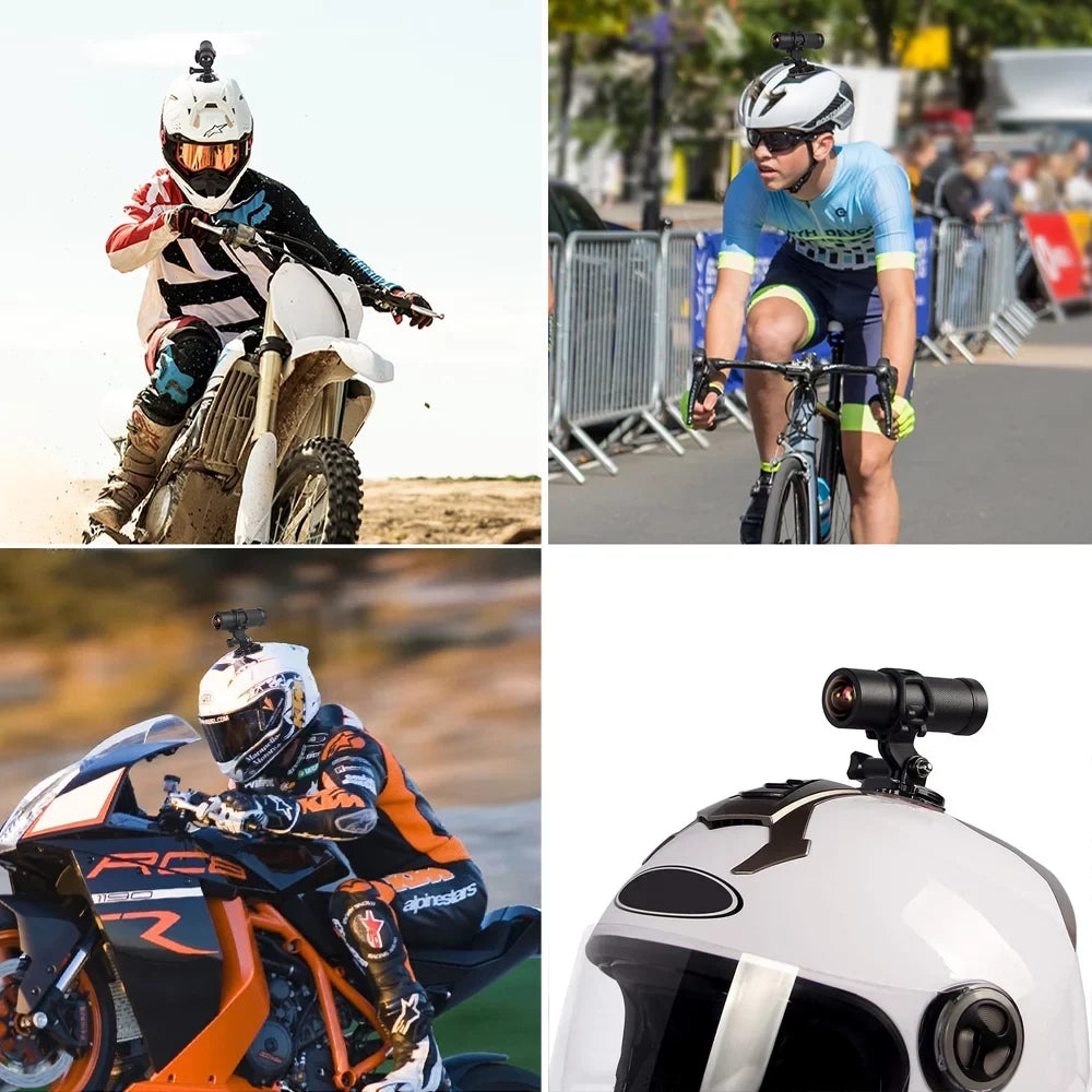 2K Motorcycle Bike Helmet Camera, Portable WiFi Waterproof Motorcycle Dash Cam Action Camera, 170° Super Wide Angle Night Vision Lens, , Loop Recording