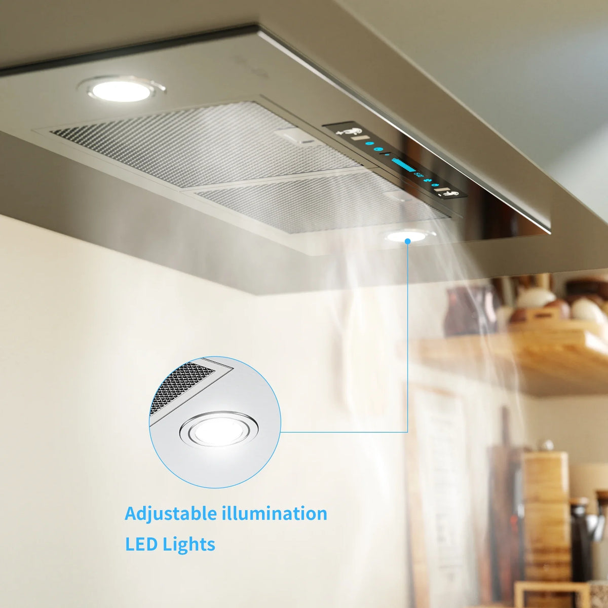 HisoHu Insert Range Hoods 36 Inch, 900  with Ducted Convertible Ductless (Kit Included), 4 Speed Gesture Sensing&Touch Control Panel, Stainless Steel Kitchen Vent (36 Inch)