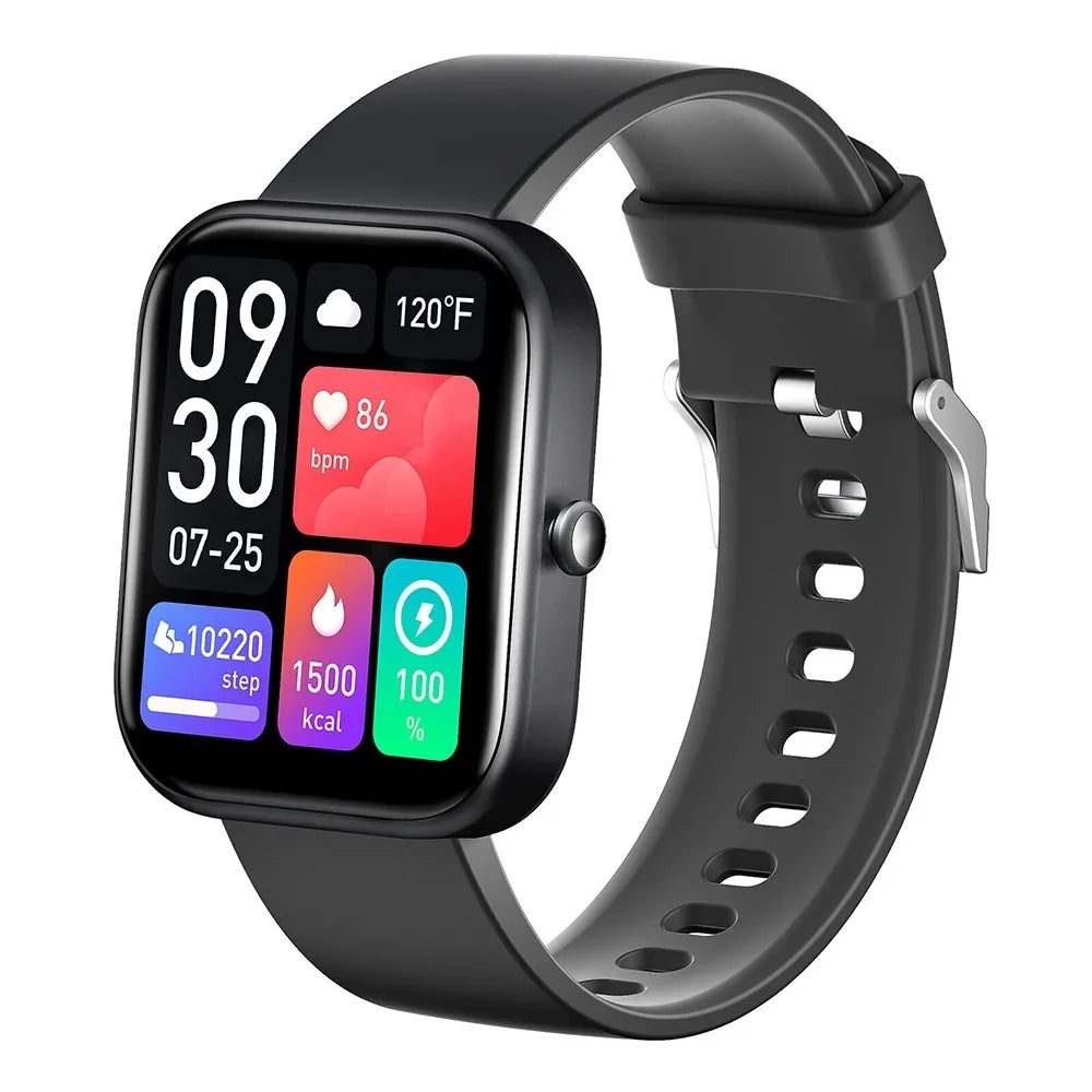 Smart Watch Blood Pressure Fitness Tracker Women Men for Android and iOS Black