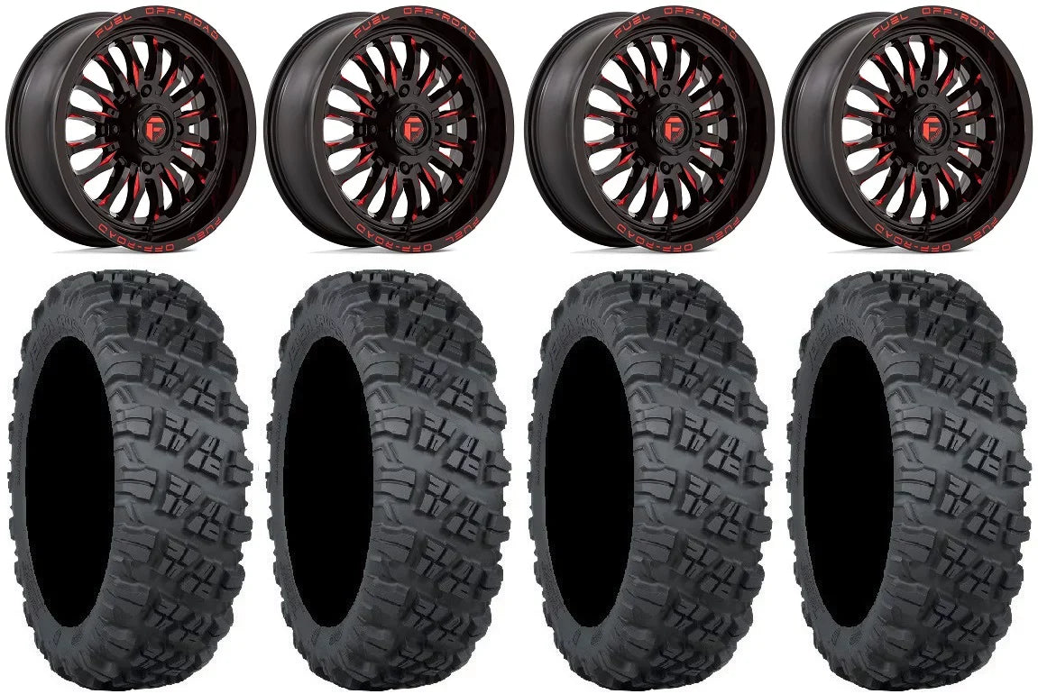 Fuel  18" Wheels Red 28" Versa Cross  Tires Kawasaki Teryx Mule