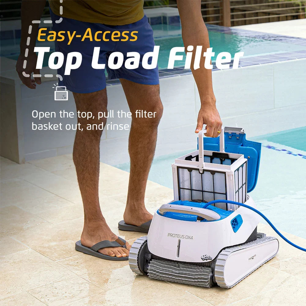 Dolphin Proteus  Robotic Pool Vacuum Cleaner — Wall Climbing Capability — Powerful Waterline Scrubbing — Ideal for All Pool Types up to 50  in Length