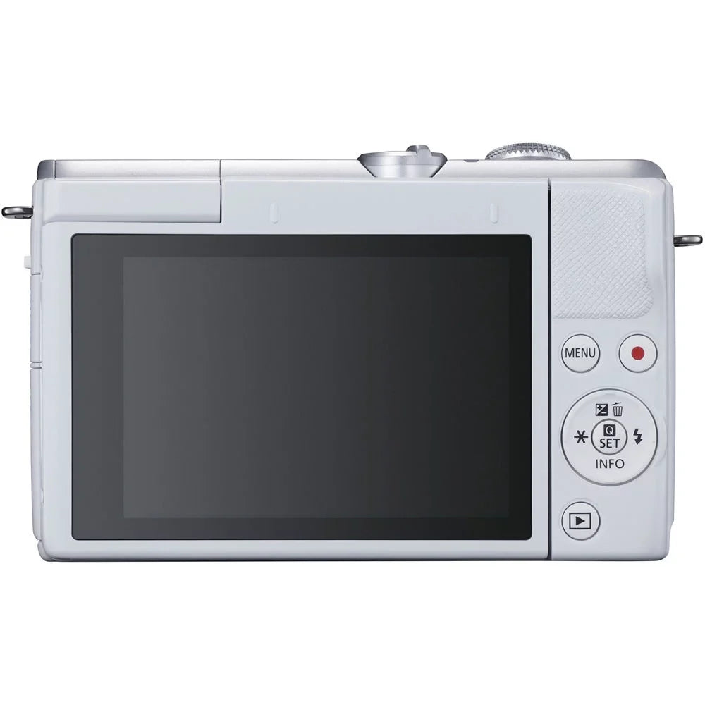Canon   Mirrorless Camera with 15-45mm and 55-200mm Lenses (White) (3700C009) + 64GB Card + Charger +  Battery + Card Reader + Corel Photo Software +  Cable + Case + More