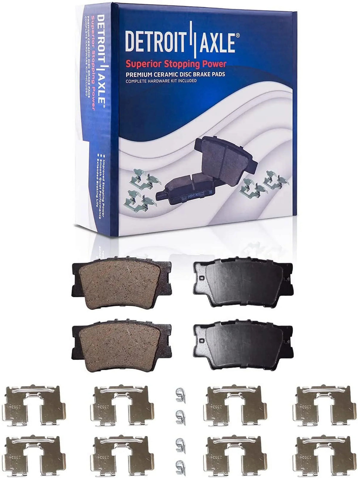 Detroit Axle - Brake Pads for 07-17 Toyota Camry 08-18 Avalon Lexus ES300h, 07-18 , 4 Ceramic Brake Pads Front & Rear 2008 2009 2010 2011 2012 2013 2014 2015 2016 2017 Replacement