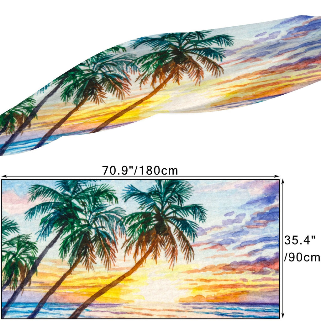 Seascape Sunset Silk Long Scarf for Women Large Oblong Sunscreen Shawls Wraps Neck Headscarf Hair Wraps Gift Packed