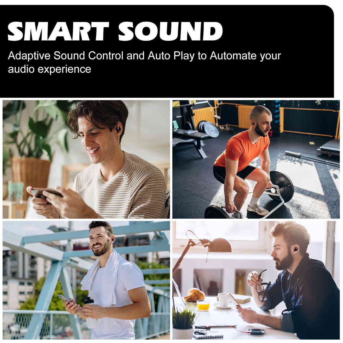 UrbanX True Wireless Bluetooth Earbuds + Charging Case, Black, Dual Connect,  Water Resistance, Bluetooth 5.2 Connection, Balanced, Bass Boost Compatible with Lenovo  Youth