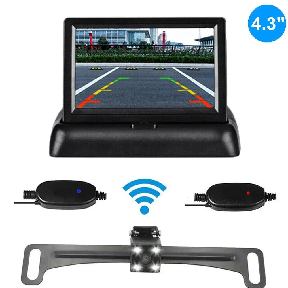 Wireless Car Portable Backup Camera Rear View  Parking System Night Vision+ 4.3 Monitor