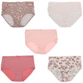 Delta Burke Intimates Women's Plus Size Sexy Classic High Rise Brief Panties (5Pr) (-Large, Pink Floral Dots)