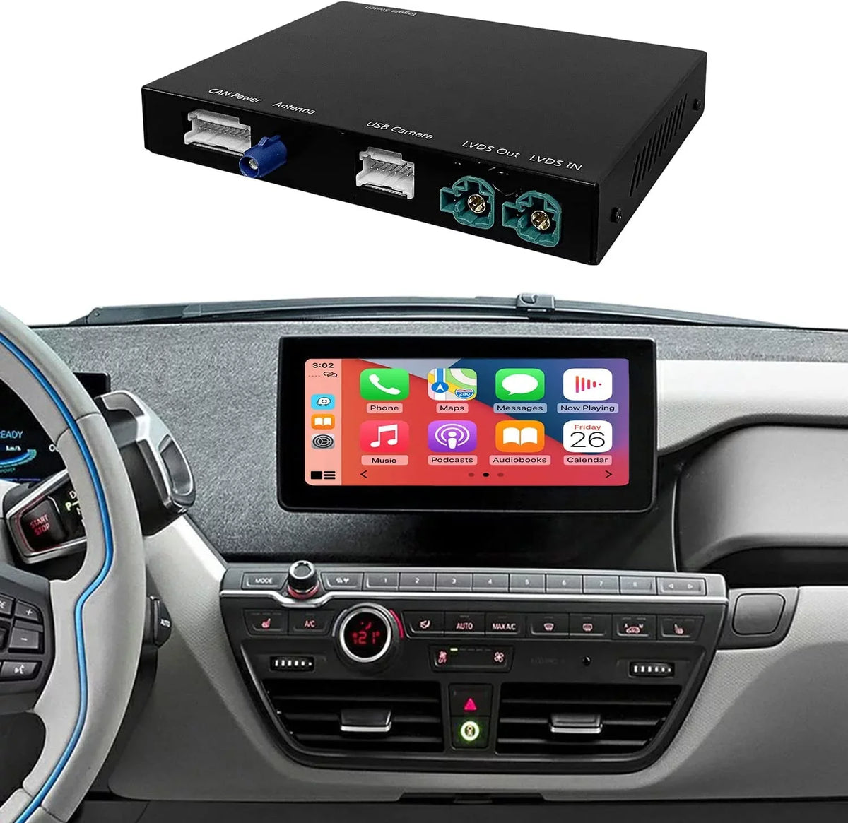 Road Top Wireless Carplay Retrofit Kit Decoder for  i3   System 2012-2017 Year, Support Android Auto, Mirrorlink, Reverse Camera, Original Car Knob Control