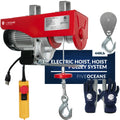 Five Oceans Electric Hoist, Hoist Pulley System, Pulley Hoist, 440 Lb Electric Winch 20FT Remote Control 120 , Includes Working Gloves for Garage, Factory Lifting Emergency Stop Button - -