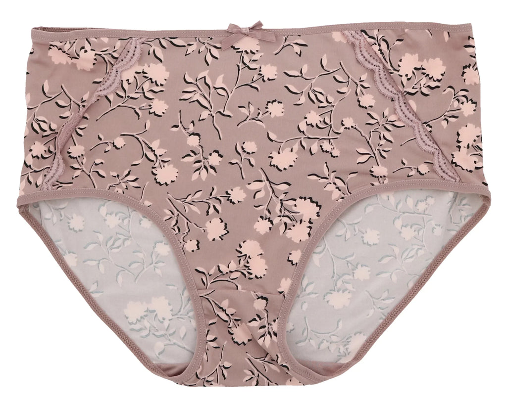 Delta Burke Intimates Women's Plus Size Sexy Classic High Rise Brief Panties (5Pr) (-Large, Pink Floral Dots)