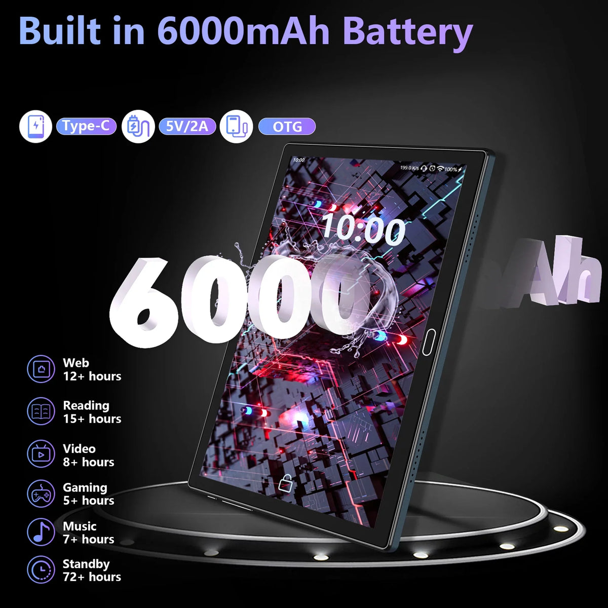 Android 11,Tablet with Keyboard,10 inch 2 in 1 Tablets,64GB (up to 128GB Expand ),6000mAh Battery,Latest 1.6GHz Octa-Core 4G Cellular Tablet ,Dual Camera,Wi-Fi,Bluetooth,,Black